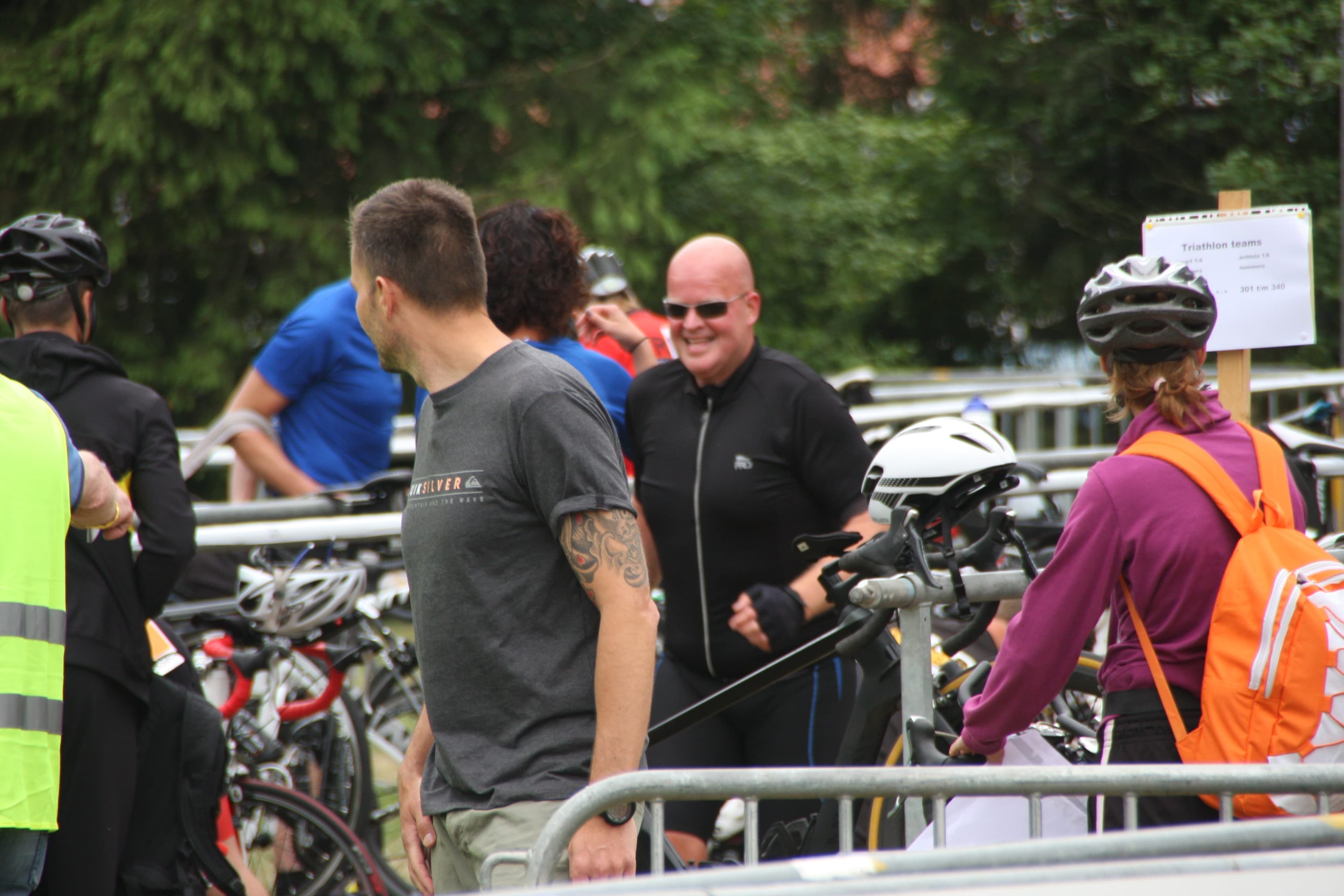 Wisselzone tijdens een triathlon